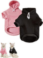QWINEE Basic Dog Hoodie Sweatshirt Puppy Sweater Warm Cat Costumes Pet Clothes for Chihuahua Puppy Kitten Small Medium Dogs Black and Pink X-Large