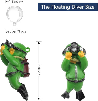 onesimcr Floating Fish Tank Decorations, Aquarium Decorations, Lovely Diver Fish Tank Decorations, Floating Device Fish Tank Accessories，Suitable for All Kinds of Fish Tanks(Dark Green)…