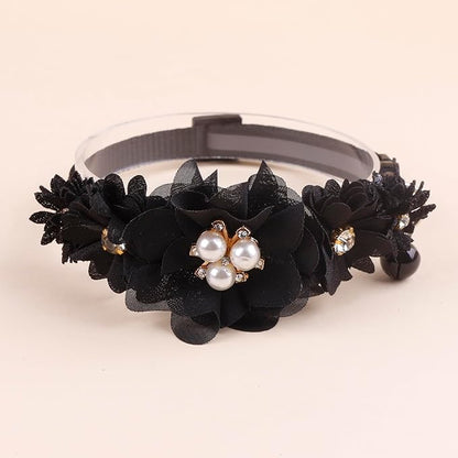 2 Pack Cat Collar Pink Floral with Bell and Removable Flower Bowtie Breakaway Adjustable Cat Collar for Girl Kitten Puppy Small Cats Dogs Daily Decoration (XQ102-6)