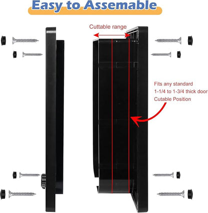 Wordcam Medium Cat Door Flap, 4 Way Locking Cat Door for Interior Exterior Doors, Pet Door for Cats Kitty Kittens Doggies, Robust, Weather-Resistant (Black, M)