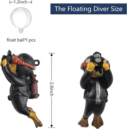 onesimcr Floating Fish Tank Decorations, Aquarium Decorations, Lovely Diver Fish Tank Decorations, Floating Device Fish Tank Accessories，Suitable for All Kinds of Fish Tanks(Black)…