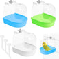 Tfwadmx 3Pcs Bird Bath for Cage Hanging Parakeet Bath Box Clear Bird Bathtub Water Shower Food Feeder Bathing Tub for Cockatiel Conure Canary Budgies