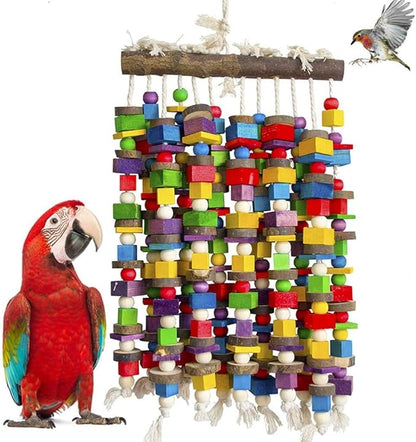 Deloky Extra Large Bird Parrot Chewing Toy-Multicolored Natural Wooden Blocks Bird Tearing Toys Suggested for Macaws Cockatoos,African Grey and a Variety of Amazon Parrots(X- Large)