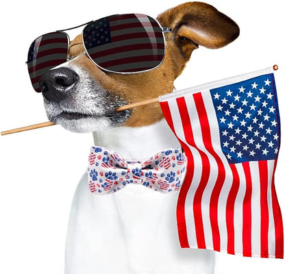 Lionheart Glory American Flag Dog Collar - 4th of July Collar with Adjustable Bow for Small Dogs