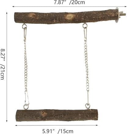 Bird Swing, Parrot Perch Stand Natural Wood Stand Parrot Cage Toys for Parakeet Cockatoo Budgie Lovebirds Cockatiel Small Animal