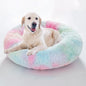 Cat Beds for Indoor Cats - Anti Anxiety Round Dog Beds for Small Medium Dogs, Fluffy Plush Faux Fur Pet Bed (Rainbow, Large 24" L x 24" W)