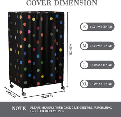 Tchvt Nighttime Bird Cage Covers with Zipper Panel Blackout Birdcage for Winter Universal Breathable Large Good Night Enclosure for Bird (Polka Dot, 26x19x40 inch)