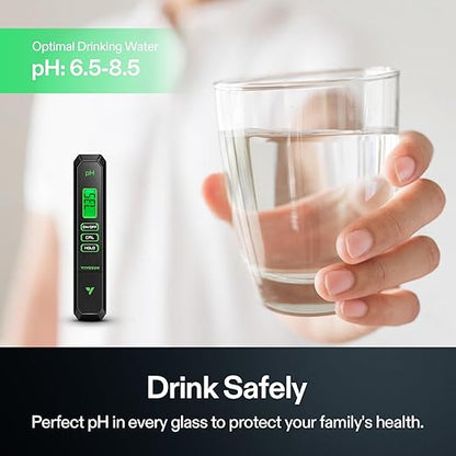 VIVOSUN Digital pH Meter, 0.01pH High Accuracy Pen Type pH Tester for Hydroponics, Household Drinking, Pool and Aquarium, Black, UL Certified