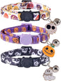 3 Pack Halloween Cat Collar with Bell Pendant Breakaway Adjustable Accessory Holiday for Kitten Kitty