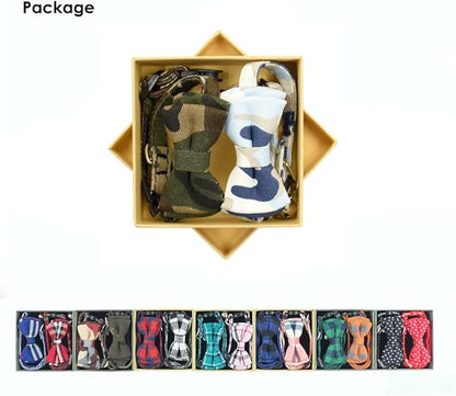 Cat Collar Breakaway with Bell and Bow Tie, Plaid Design Adjustable Safety Kitty Kitten Collars(6.8-10.8in) (Camouflage 2&3)