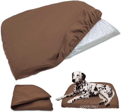 Dog Bed Cover Waterproof Replacement Machine Washable Covers for 24x18 Inch Dog Bed Heavy Duty Scratch Resistant Mattress Protector Pet Bed Cover Only Brown