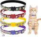 Cat Collars Breakaway with Bell - Glow in The Dark Collar 4 Pack - Fish & Cat Pattern 4 Colors for Kitty and Puppies, Adjustable from 7-11 Inch