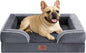 Comfort Expression Orthopedic Dog Bed for Medium Dogs 30x20 Inch, Waterproof Supportive Egg Crate Foam Medium Pet Bed with Removable Bolster, Dog Couch with Washable Cover & Non-Slip Bottom, Dark Grey