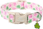 St Patricks Day Dog Collar for Medium Dogs - Cute Light Pink Shamrock Girl Dog Collars, Adjustable Irish Clover Puppy Collar with Quick Release Buckle M