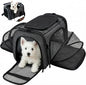 Soft Sided Pet Carrier for Small Dogs & Cats up to 9 Lbs - Breathable 100% Polyester Travel Bag with Luggage Strap & Washable Mat - Airline Approved Underseat Fit - Grey