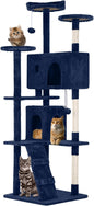 FDW | 70" Cat Tree Tower | Navy Blue | Multi-Level Indoor Activity Center with Sisal Scratching Posts, Condos, Plush Perches, Hanging Cat Toys | Sturdy, Easy to Assemble | for Kittens & Adult Cats