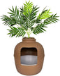 Good Pet Stuff Hidden Litter Box Planter, Decorative Cat Litter Enclosure with Carbon Filter, Artificial Plant, Easy Clean, Indoor Design, Original Round Style, Essentials Kit, Mocha Brown