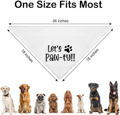 Let's Paw-ty White Dog Bandana, Cute Pet Birthday Bandana Gifts for Dog Lover Pet Owner, Pup Scarf Accessory Decoration Photo Shoot for Pup Adoption Celebration Doggie Playdate Birthday Party