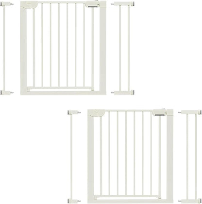 29.5-40.6" Magnetic Baby Gate for Stairs, Baby Safety Essentials, Auto Close Gate for Doorways, Easy Install Pressure Mounted Dog Gate Indoor, Pet Gates for Dogs, White (2 Pack)