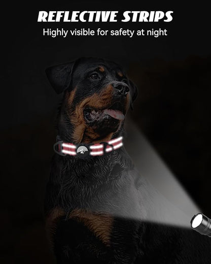 Joytale Airtag Dog Collar, Reflective Pet Collar with Waterproof AirTag Holder, Dual D-Rings, Soft Padded Adjustable for Extra Small and Puppy Dogs, Neon Pink, XS