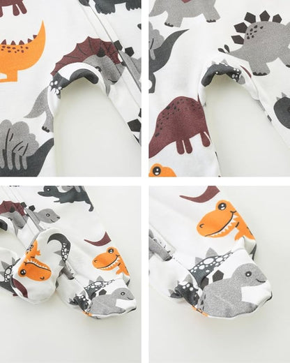 Neutral Baby Clothes Boy Girl Footed Cotton Long Sleeve Double Zipper Onesie