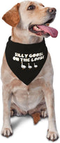 Silly Goose on The Loose Triangle Dog Bandana,Summer Bandana Funny Triangle Dogs Scarf Handkerchief Soft Adjustable Puppy Bandanas (Black)