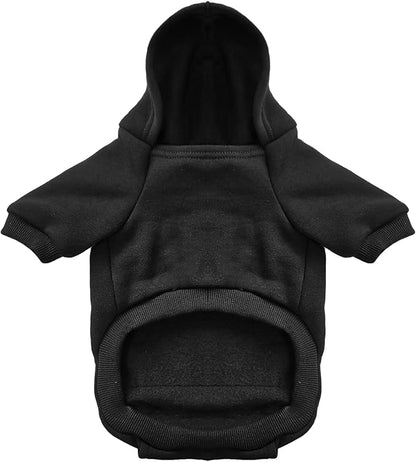 Jecikelon Winter Dog Hoodie Sweatshirts with Pockets Warm Dog Clothes for Small Dogs Chihuahua Coat Clothing Puppy Cat Custume (Black, Small)
