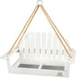 Solution4Patio White Swing Bird Feeder, Squirrel-Proof Metal Mesh Tray with Bench Design, High-Capacity Rust-Resistant Hanging Bird Feeder for Porch & Yard Décor – Easy Fill & Clean