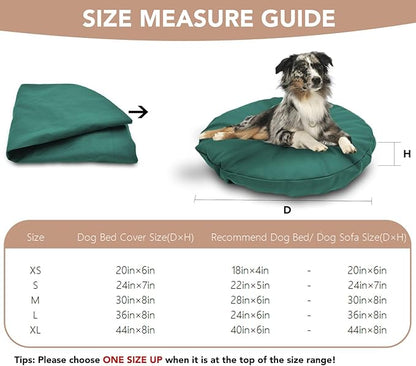 Dog Bed Cover Waterproof Replacement Machine Washable Covers for 36x36 Inch Dog Bed Heavy Duty Scratch Resistant Mattress Protector Pet Bed Round Dark Green Cover Only