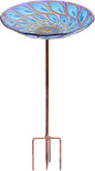 VCUTEKA Glass Bird Bath Outdoor BirdBath Garden Bird Feeder with Metal Stake