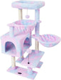 KIYUMI Cat Tree Cat Tower Condo with Sisal Scratching Post for Indoor Cats Cat Tree Cat Furniture with Hammock Perch and Kitten Ball Toys, Multi-Level Pet Activity Center Rainbow