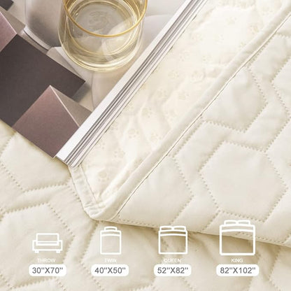 Waterproof and Anti-Slip Dog Bed Cover and Pet Blanket Sofa Pet Bed Mat ，car Incontinence Mattress Protectors Furniture Couch Cover for Most Cats Dogs, Pets（68x82- Ivory）