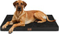 Flat Extra Large Dog Bed, Jumbo Waterproof Dog Bed for Large Dogs, Orthopedic Egg Crate Foam Pet Mat with Removable Washable Cover, Black