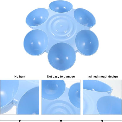 GLEAVI Multiple Pet Feeder Bowl with Compartments, Plastic Pet Food and Treats Dispenser for Dogs and Cats, Blue Indoor Puppy and Kitten Feeding Dish for Home Use