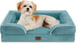 Comfort Expression Orthopedic Dog Bed for Medium Dogs 28x19 Inch, Waterproof Egg Crate Foam Medium Pet Bed with Removable Bolsters, Dog Couch with Washable Cover & Non-Slip Bottom, Washed Blue