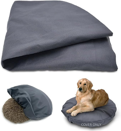 Dog Bed Cover Waterproof Machine Washable Replacement Mattress Protector Pet Bed Round 36x36 Inch Grey Polyester