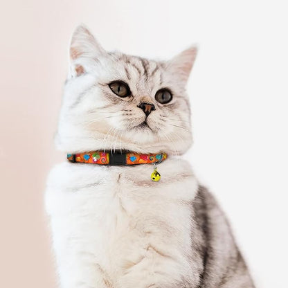 Cat Collars 2 Pack - Soft Cute Breakaway Collar with Bell, Adjustable Safety Kitten Collars for Girl & Boy Cats – Comfortable Stylish Patterned Print Lightweight (Donut + Ice Cream)