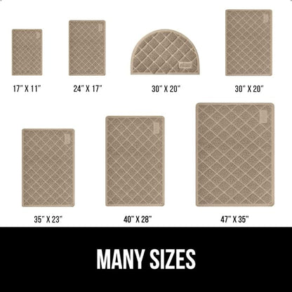 GORILLA GRIP Cat Litter Box Mat, Water Resistant, US Designed Kitty Litter Trapping Mats, Easy to Clean, Scatter Control, Less Mess and Clean Floors, Kitten Supplies for Indoor Cats 24x17 Beige 2 Pack