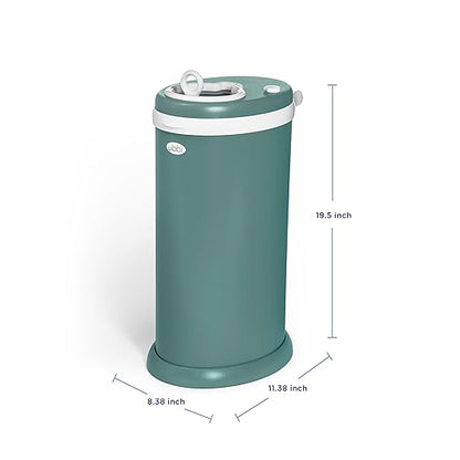 Ubbi Stainless Steel Diaper Pail, Odor Locking, No Special Bag Required, Award-Winning, Registry Must-Have, Open Water