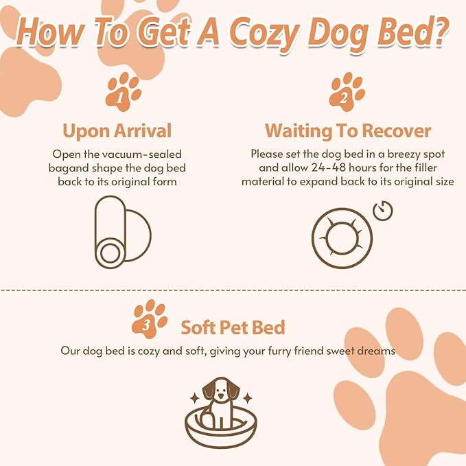 JOLLYVOGUE Calming Dog Bed Medium Size Dog, Anti-Anxiety Donut Medium Pet Bed, 27 inches Fluffy Faux Fur Round Cat Bed (Orange)