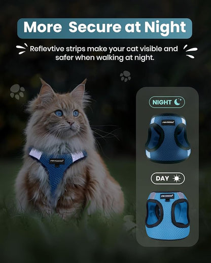 FAYOGOO Cat Harness, Cat Leash and Harness Set for Walking Escape Proof, Harness for Small Cats/Small Dogs, Large Kitten/Puppy Harness and Leash, Harness for Cats S-XXL(Tranquil Teal, XX-Large)