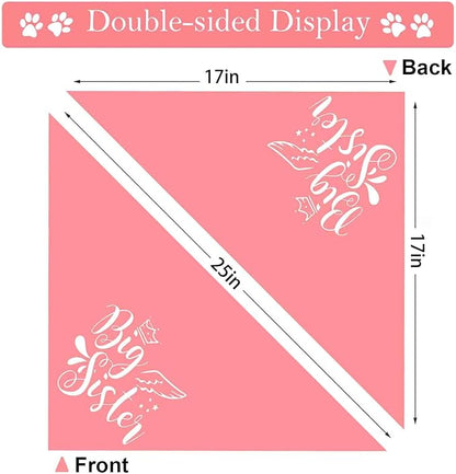 Big Sister Big Brother Dog Bandanas, Adjustable Double Sided Pet Bandana for Pregnancy Announcement, Triangle Scarf for Small Medium Large Dogs, Puppy Sibling Reveal Accessories 2 Pack