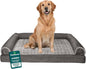 Furhaven Orthopedic Dog Bed for Large Dogs w/ Removable Bolsters & Washable Cover, For Dogs Up to 95 lbs - Luxe Faux Fur & Performance Linen Sofa - Charcoal, Jumbo/XL