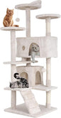 54in Cat Tree Cat Climbing Tower with Scratching Post, Cats House Perch Kitten Tree Condo Wood Playhouse, Pet Trees Tower for Indoor Cats, Beige