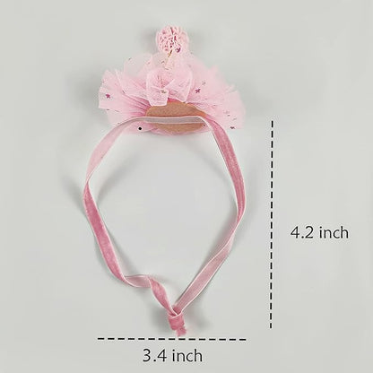 Birthday Hat Scarf Set for Pet Puppy Cat, Cute Lace Bandana Bib Scarf Crown Hat Princess Costume for Cats Small Dogs,Pink Outfit for Birthday Party
