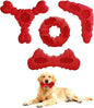 Natural Rubber Dog Chew Toys 4Pack,Tough Dog Toys for Aggressive Chewers Small Medium Breed,Interactive Dog Toys for Puppy to Clean Teeth Gum Massage,Tug & Fetch(Red)