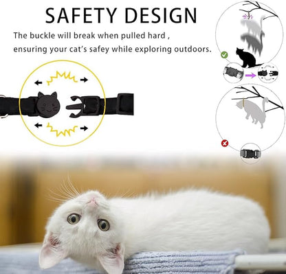 Airtag Cat Collar Breakaway, Safety Kitten Collar with Apple Airtag Holder, GPS Cat Collar with Bell, Lightweigh Tracker Cat Collars for Girl Boy Cats, Kittens and Puppies (Blue Moon)