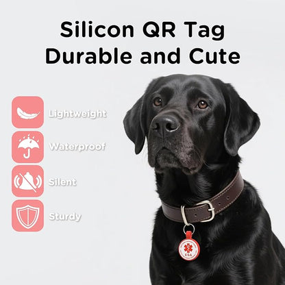 ESA Dog Tag, QR Code Dog Tag, Modifiable Free Pet Online Profile, Scannable QR Code, Scan QR Send Instant Location Alert Email, Silicone Lightweight ID Tag for Dog and Cat (Red, Regular)