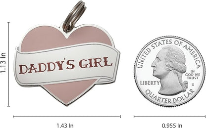 Two Tails Pet Company Personalized 'Daddy's Girl' Pet ID Tag & Collar Charm - Custom Engraved Dog Tags for Pets - Luxury Brass, Gold Plating