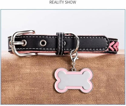 Double-Sided Personalized Dog Tags for Pets - pet ID tag, Laser Engraved Dog tag, Name tag for Dog Collar, Dog Tags for Large Dogs (Pink, Bone-Shaped-Large)
